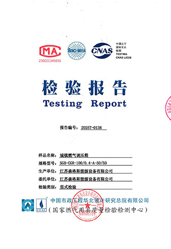 City Gas Pressure Regulator Box Commissioned Test Report