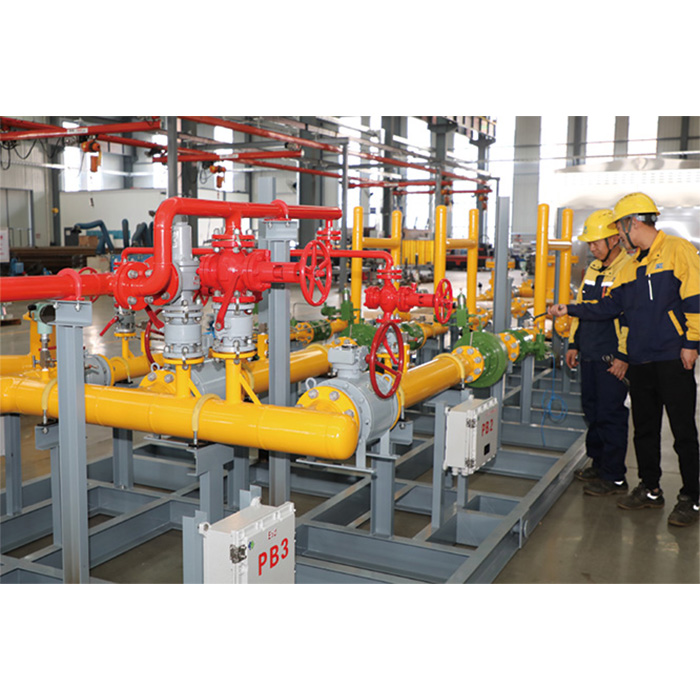 Skid-mounted sub-transmission station, gate station and pressure regulating station